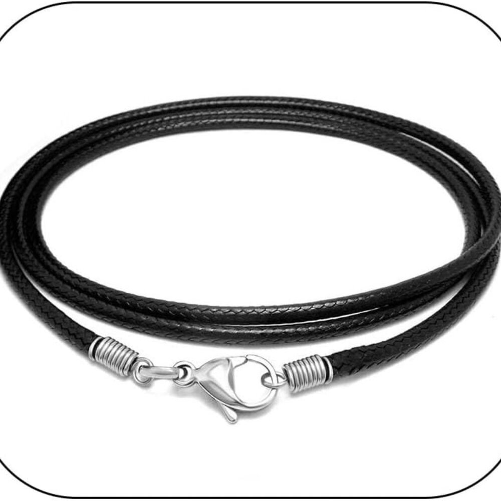 Leather Necklaces Cord with Stainless Steel Clasp 16inch To 28inch Black 2.5mm L